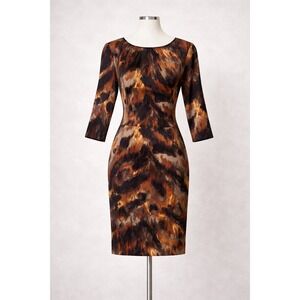 Antonio Melani Sheath Dress Womens 2 Animal Print Scuba Stretch Career
